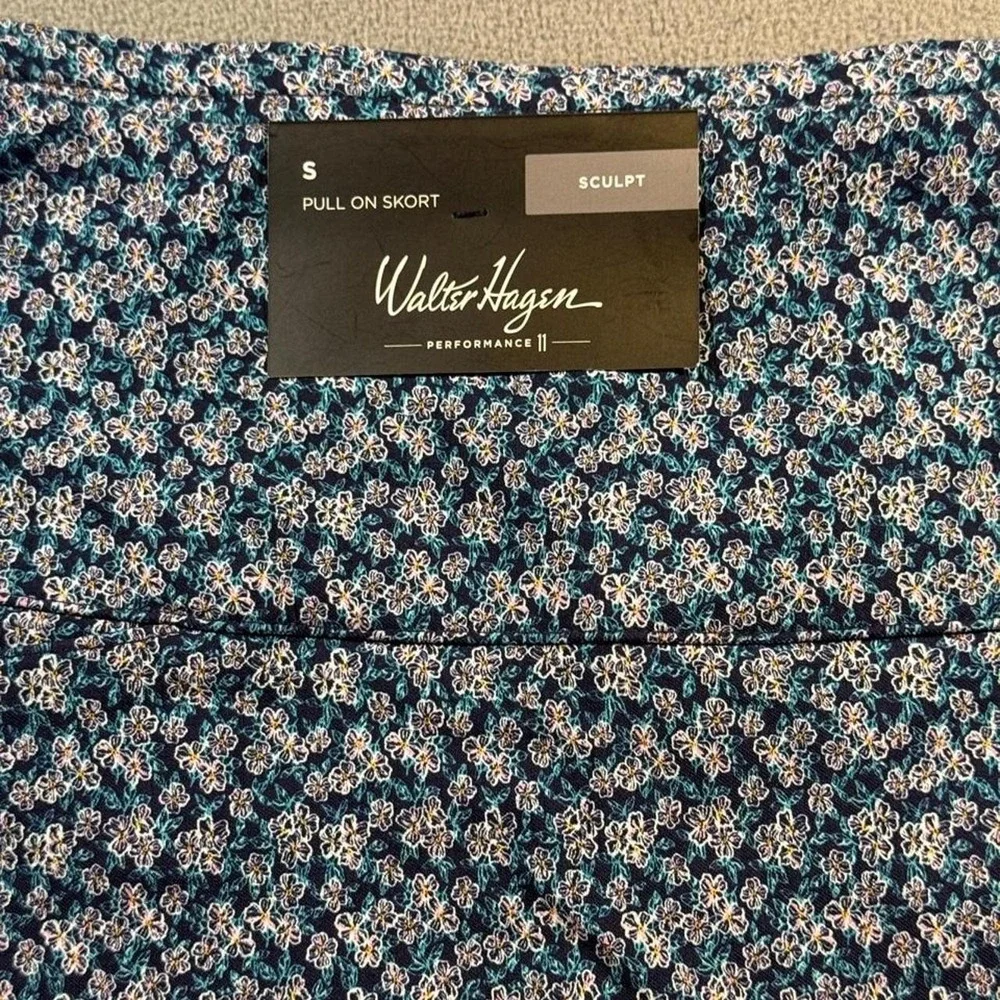 Walter Hagen Performance Sculpt Pull On Skort Navy Floral Golf Tennis Womens S